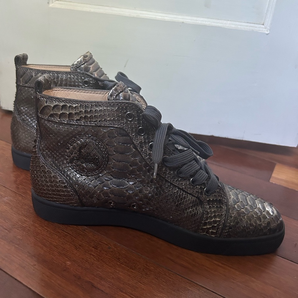 Christian Louboutin Gray Snakeskin Sneakers - Picture 3 of 7